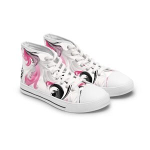 Zerras womens blush inkflow pink and white design on white hightops