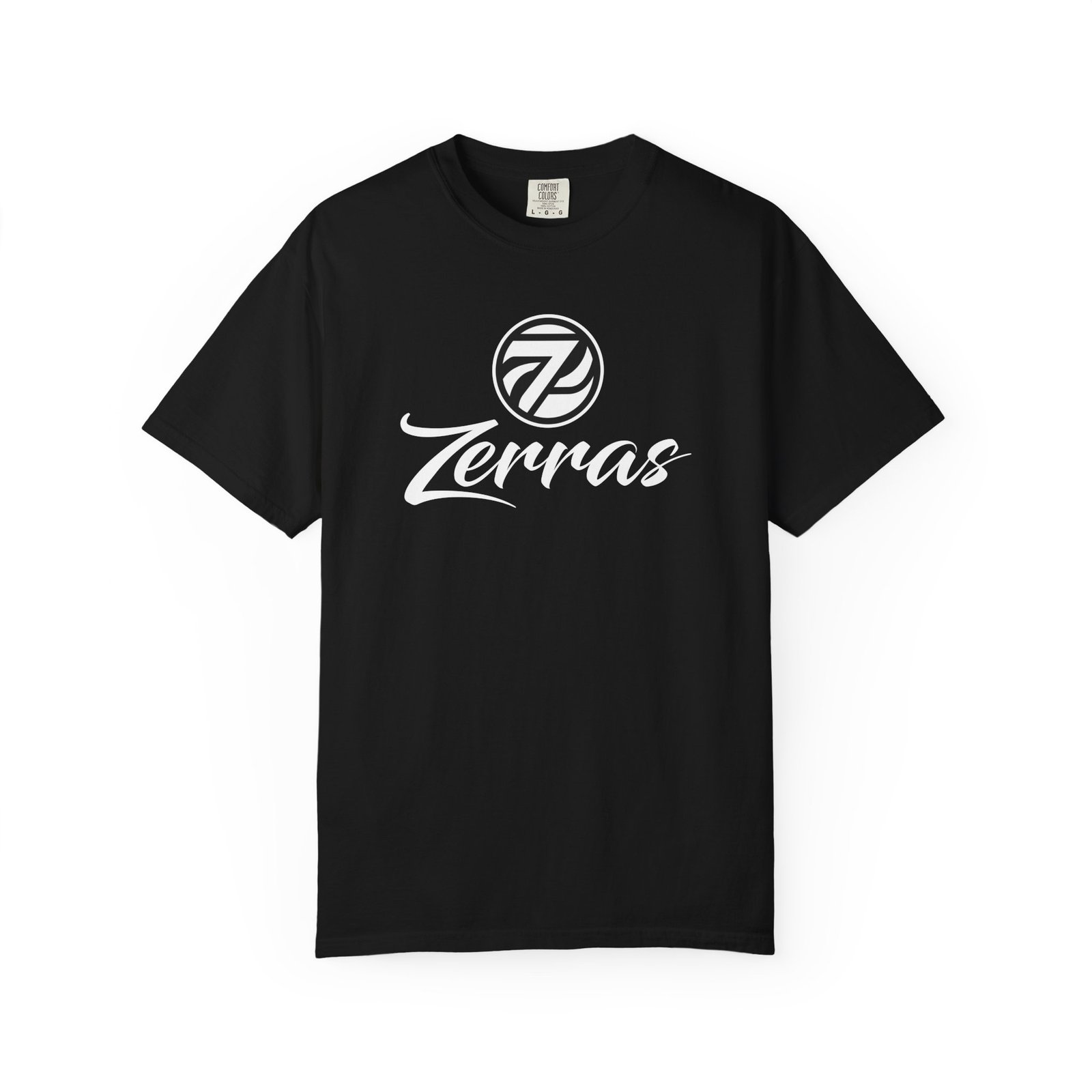 black classic t shirt black t-shirt with a classic white zerras logo