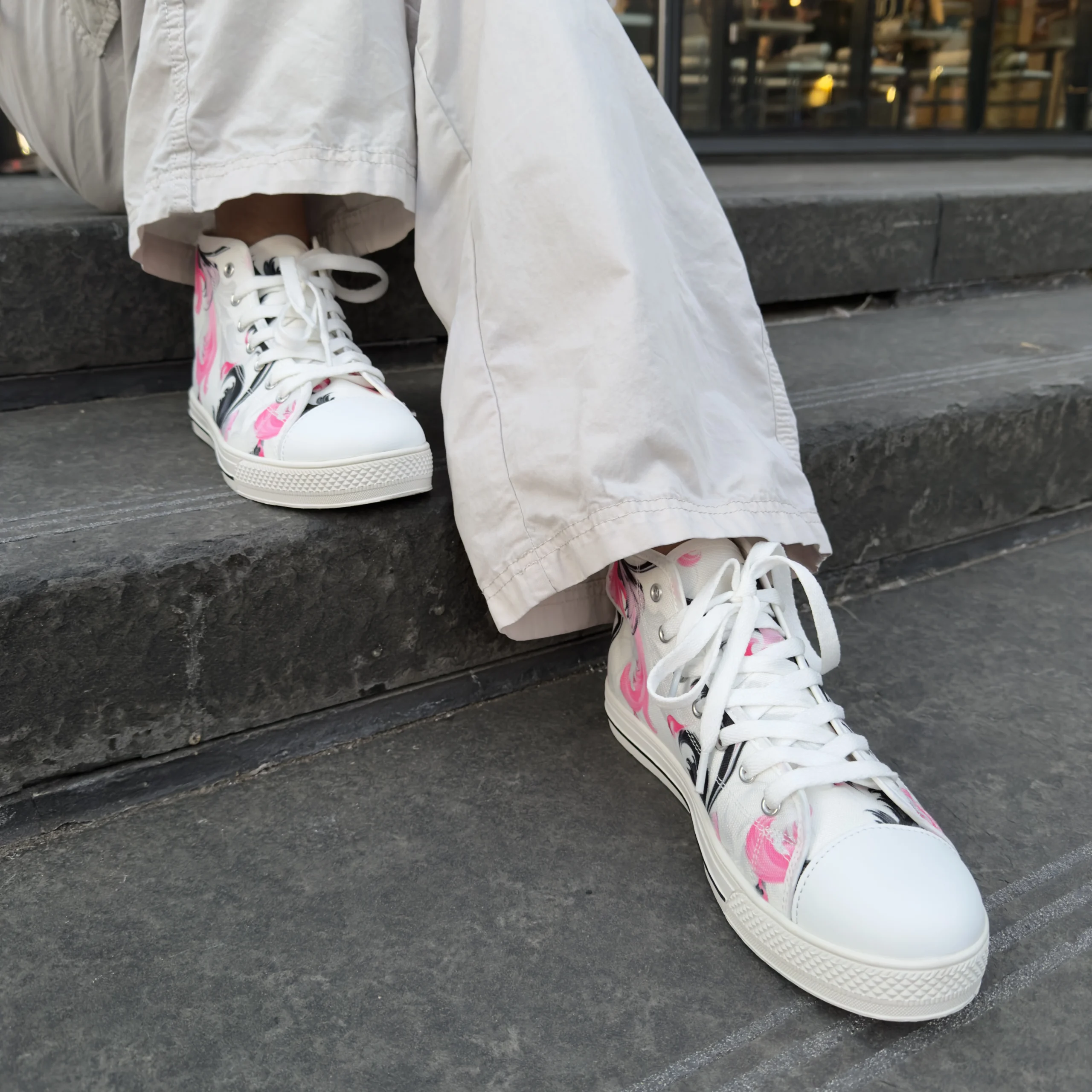 zerras blush inkflow womens hightops black white and pink