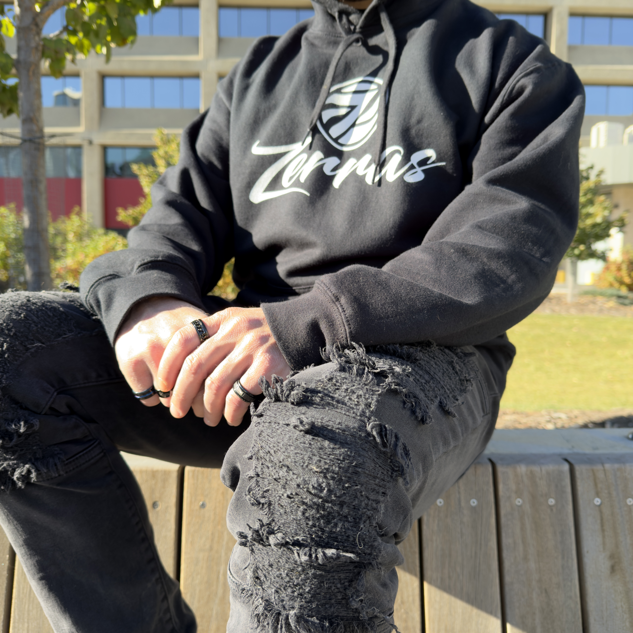 zerras classic hoodie black and white design